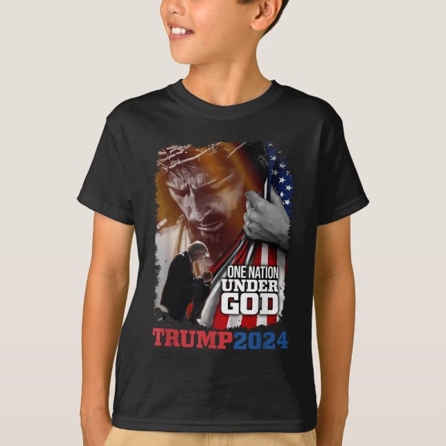 One Nation Under God President Trump 2024 America  T-Shirt (Front)