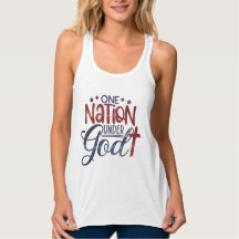 One Nation Under God Red & Blue Cross Typography T