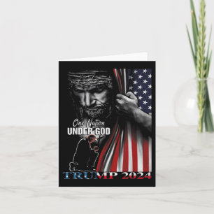 One Nation Under God Trump 2024 God American Flag  Card
