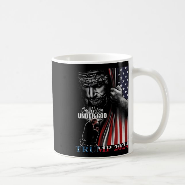 One Nation Under God Trump 2024 God American Flag  Coffee Mug (Right)
