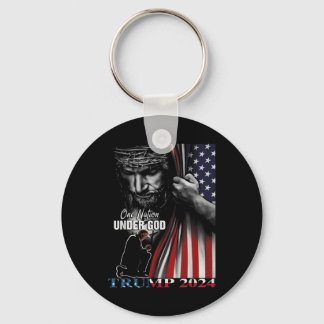 One Nation Under God Trump 2024 God American Flag Key Ring