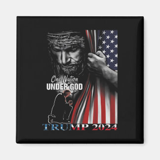 One Nation Under God Trump 2024 God American Flag Magnet