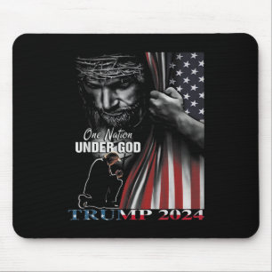 One Nation Under God Trump 2024 God American Flag Mouse Mat