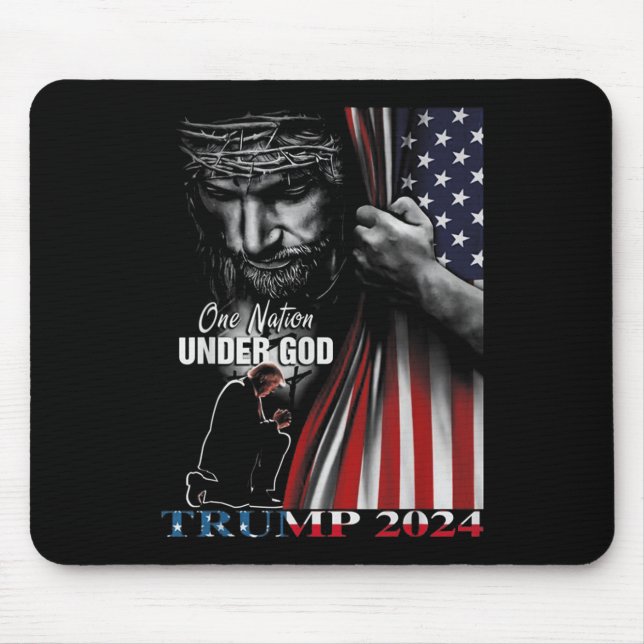 One Nation Under God Trump 2024 God American Flag  Mouse Mat (Front)