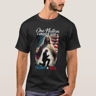 One Nation Under God Trump 2024 God American Flag T-Shirt
