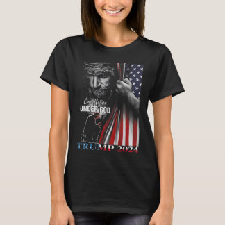 One Nation Under God Trump 2024 God American Flag T-Shirt
