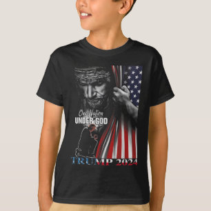 One Nation Under God Trump 2024 God American Flag  T-Shirt