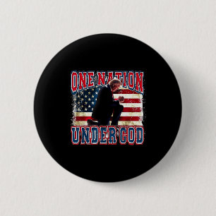 One Nation Under God Trump Pray Jesus Usa Flag Dis 6 Cm Round Badge