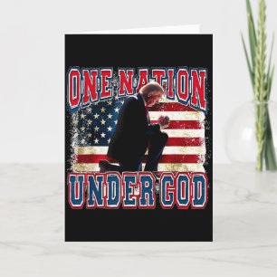 One Nation Under God Trump Pray Jesus Usa Flag Dis Card