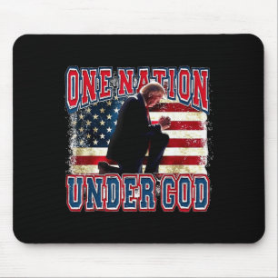 One Nation Under God Trump Pray Jesus Usa Flag Dis Mouse Mat