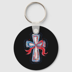 One Nation Under God Us Flag 4th Of July Patriotic Key Ring