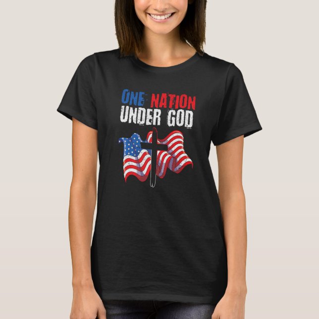 One Nation Under God Us Flag Christian American 4t T-Shirt (Front)