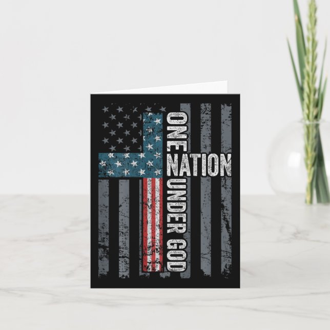 One Nation Under God - Usa Cross Flag Christian -  Card (Front)