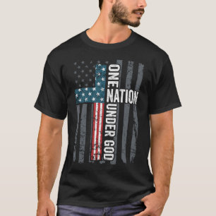 One Nation Under God - Usa Cross Flag Christian - T-Shirt