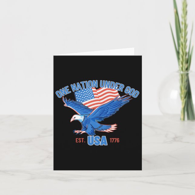 One Nation Under God Usa Flag 4th Of July Est 1776 Card (Front)