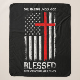 One Nation under God USA Patriot Veteran Sherpa Blanket