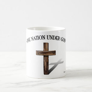 One Nation Under God with rugged cross Coffee Mug