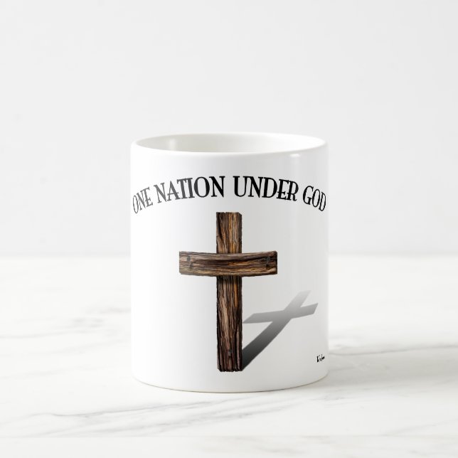 One Nation Under God with rugged cross Coffee Mug (Center)
