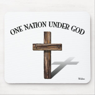 One Nation Under God with rugged cross Mouse Mat