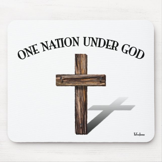 One Nation Under God with rugged cross Mouse Mat (Front)