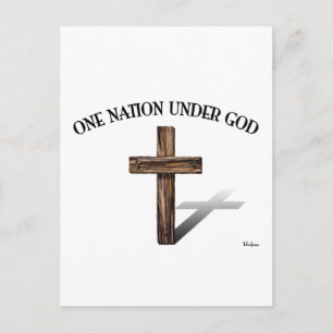 One Nation Under God with rugged cross Postcard