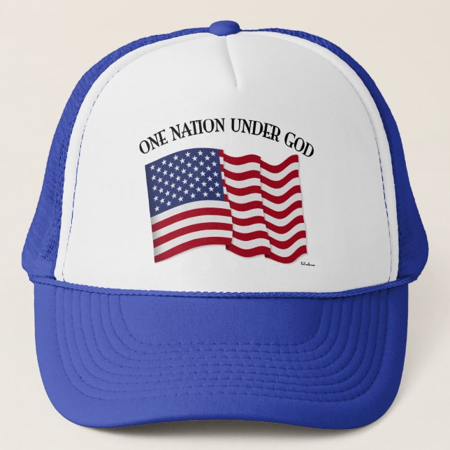 One Nation Under God with US flag Trucker Hat (Front)