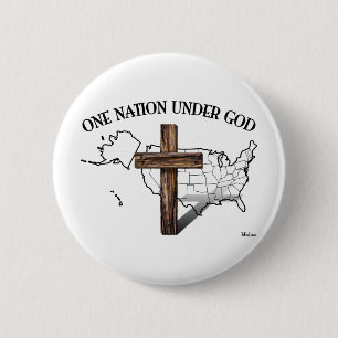 One Nation Under God with US outline 6 Cm Round Badge