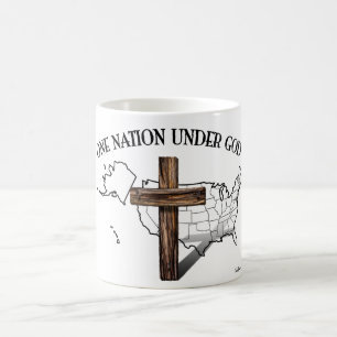One Nation Under God with US outline Coffee Mug