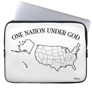 One Nation Under God with US outline Laptop Sleeve