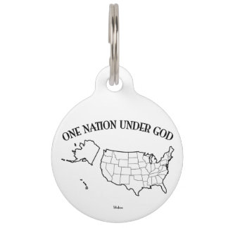 One Nation Under God with US outline Pet Tag