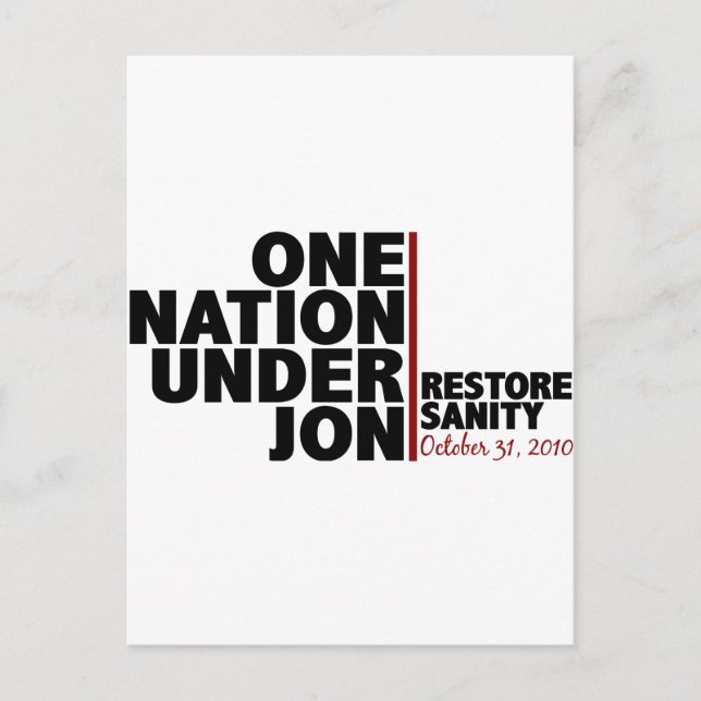 One nation under Jon (Restore Sanity) Postcard (Front)