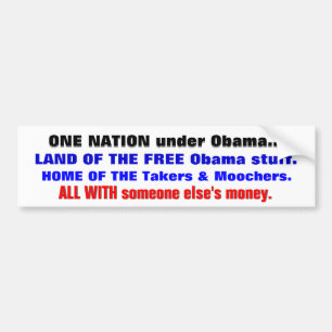 ONE NATION under ObamaHOME of the FREE Obama Stuff Bumper Sticker