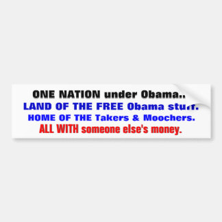 ONE NATION under ObamaHOME of the FREE Obama Stuff Bumper Sticker