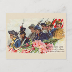 One Nation Vintage Patriotic Postcard