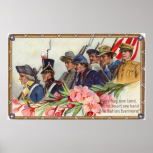 One Nation Vintage Patriotic Poster