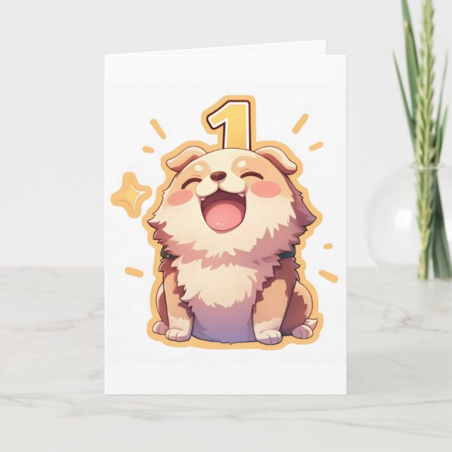One Number Anime Dog Holiday Card (Front)