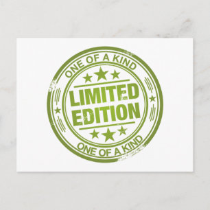One of a kind -green rubber stamp effect- postcard