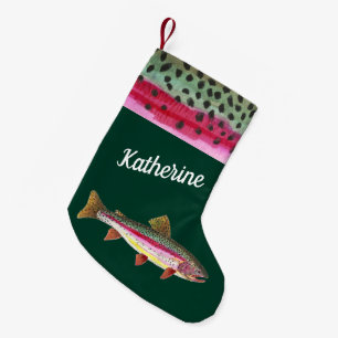 One-of-a-Kind Rainbow Trout Fishing Women's Small Christmas Stocking
