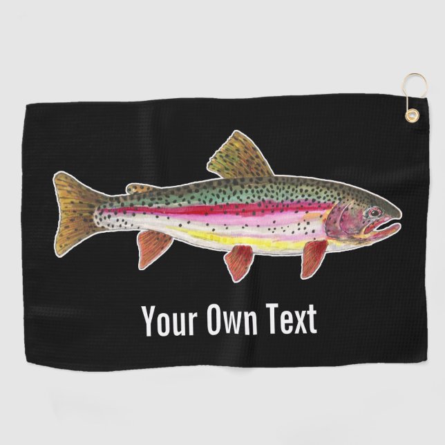 One-of-a-Kind Rainbow Trout Fly Fishing Angler's Golf Towel (Horizontal)