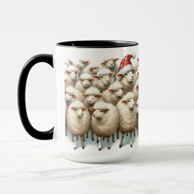 One of a Kind Sheep Christmas Coffee Mug Cup (Left)