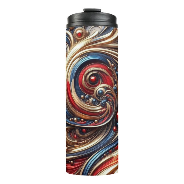 One of a kind -Thermal Red Blue Gold Tumbler (Front)