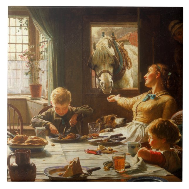 One of the Family (Donkey Being Fed) Tile (Front)