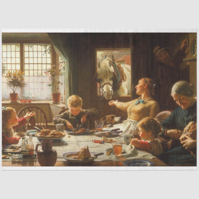 One of the Family (Donkey Being Fed) Tissue Paper (Front)