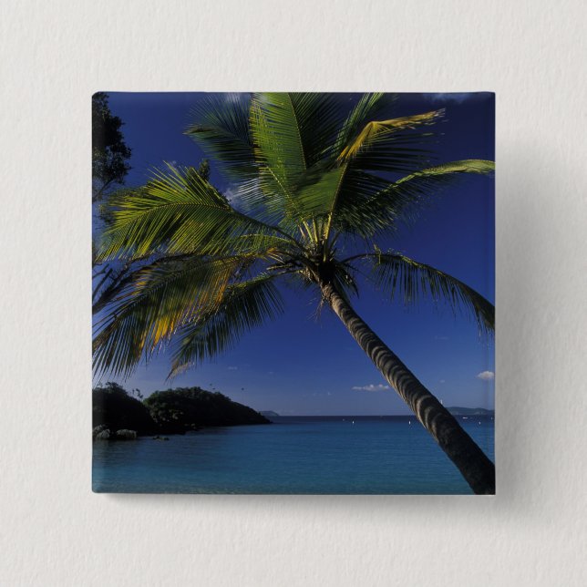 One of the World's Best beaches; Trunk Bay on 15 Cm Square Badge (Front)