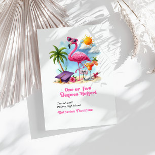 One or Two Degrees Hotter Flamingo Graduation Thank You Card