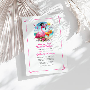 One or Two Degrees Hotter Hot-Pink Flamingo Grad Invitation