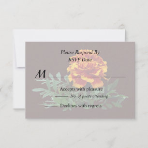 One Orange Marigold with Yellow Tips RSVP Card