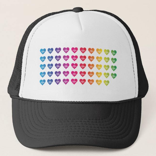 One Orlando One Pulse Rainbow 49 Hearts Trucker Hat (Front)