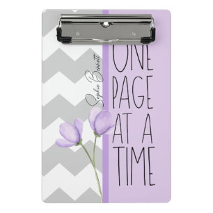One Page at a Time – Motivational Lavender Floral Mini Clipboard