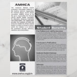 One Page Black and White Student Membership Flyer<br><div class="desc">Information about AMHCA student member benefits.</div>